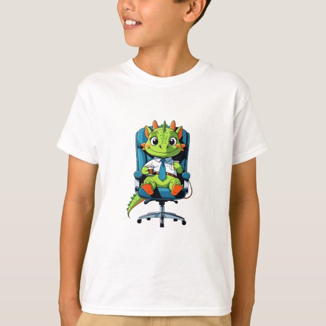 Camiseta Funny Green Dragon Cartoon Kids T-Shirt (Frente)