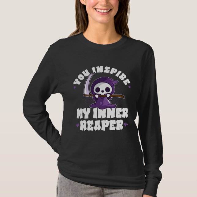 Camiseta Funny Grim Reaper, Inspire My Inner Reaper, Goth D (Frente)