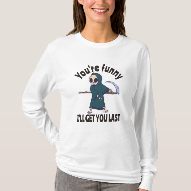 Camiseta Funny Grim Reaper Skeleton Halloween Costume (Frente)