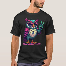 Camiseta Funny Groovy Owl Peace Coruja
