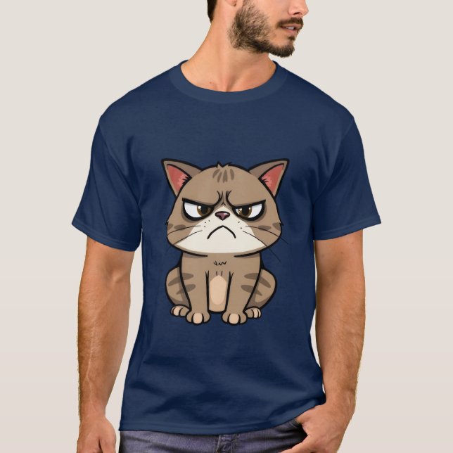Camiseta Funny Grumpy Brown Tabby Cat Sassy Stare 🐾😒 (Frente)