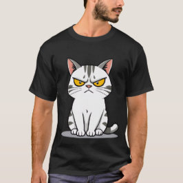 Camiseta Funny Grumpy White Tabby Cat Staring ✨🐾😠