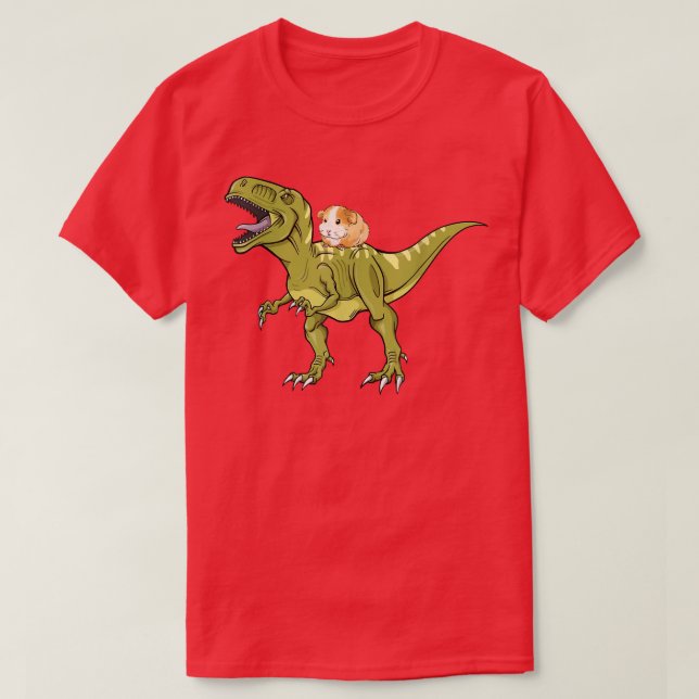 Camiseta Funny Guinea Pig Riding T Rex Dinosaur T-Shirt (Frente do Design)
