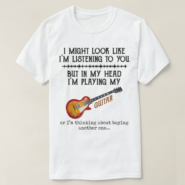 Camiseta Funny Guitar Player Humor Design (Frente do Design)