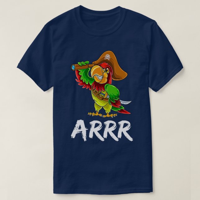 Camiseta Funny Halloween Costume Pirate Parrot With Sabre A (Frente do Design)