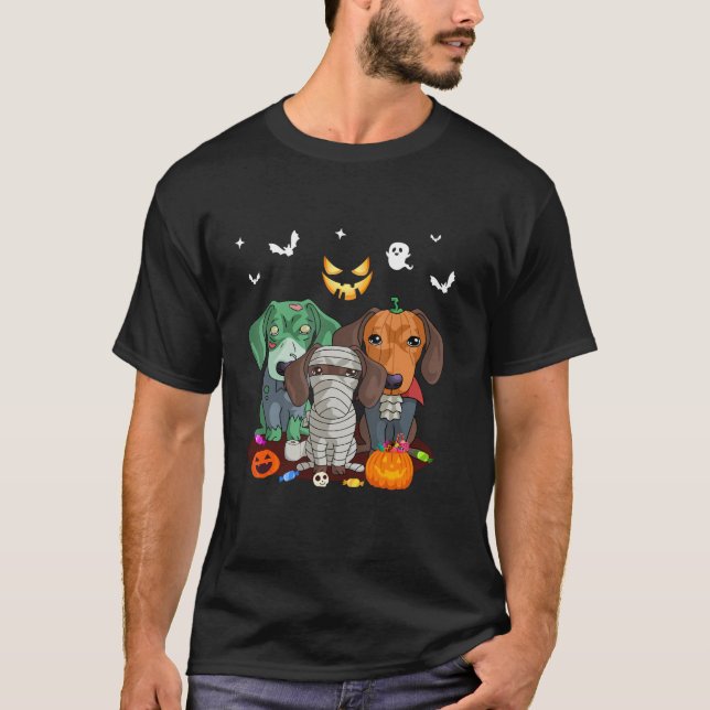 Camiseta Funny Halloween Dachshund Halloweiner Dog Lover Mo (Frente)