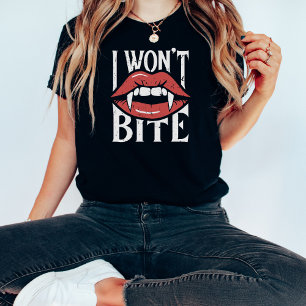 Camiseta Funny Halloween Eu Não Vou Morder Vampiro