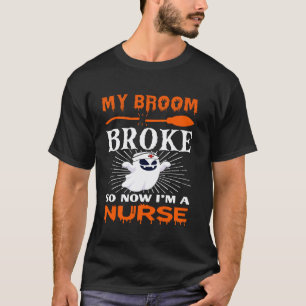Camiseta Funny Halloween - Meu Vassoura Quebrou Então Agora