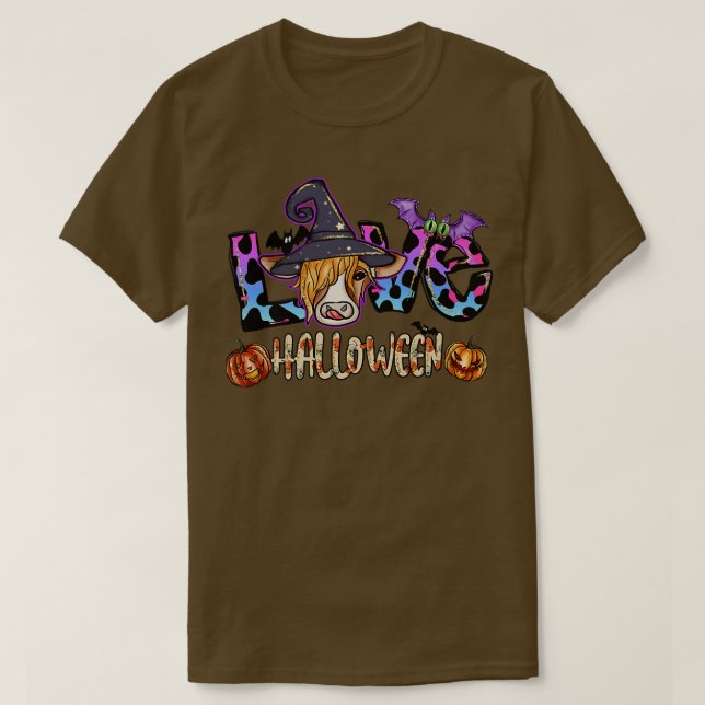 Camiseta Funny Halloween On The Farm Heifer Cute Cow With W (Frente do Design)