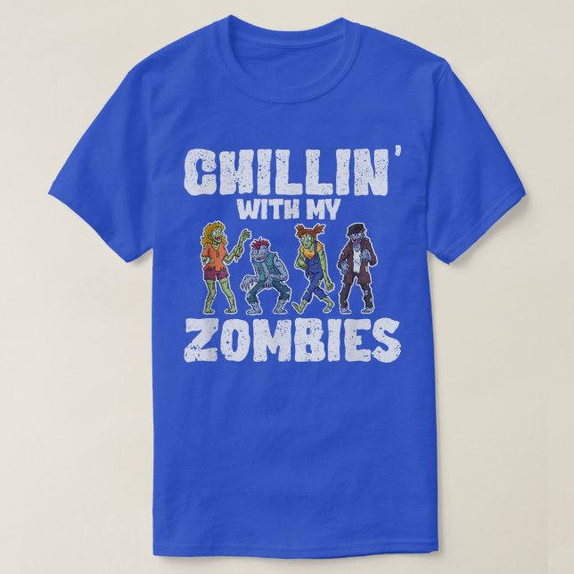 Camiseta Funny Halloween Zombie Lover Creepy Chillin With M (Frente do Design)