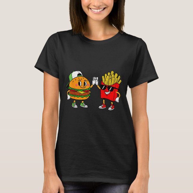 Camiseta Funny Hamburger French Fries Combo Snacks Fast Foo (Frente)