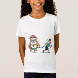 Camiseta Funny Hands Free Dog Leash Bulldog Coach Cartoon