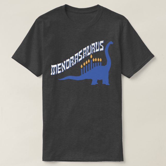 Camiseta Funny Hanukkah Menorasaurus Brachiosaurus & Menora (Frente do Design)