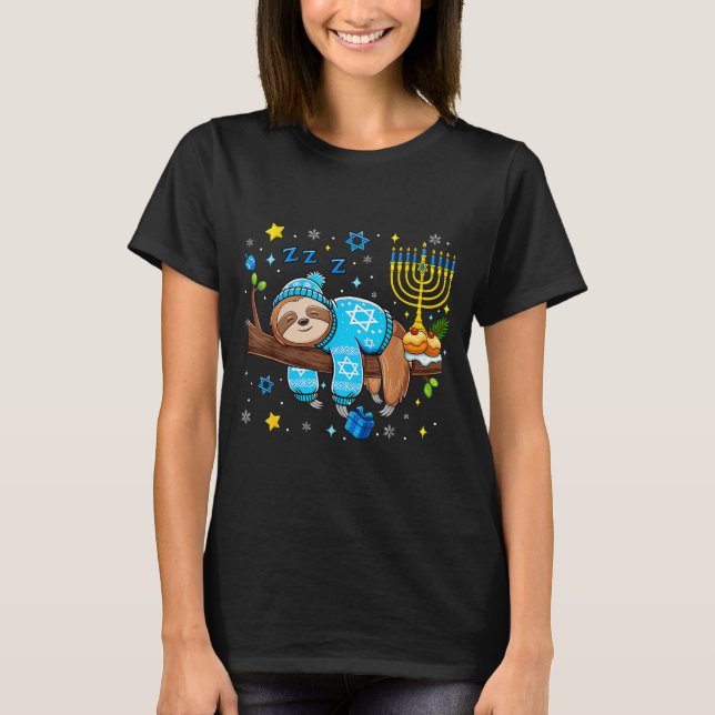 Camiseta Funny Hanukkah Sloth Jewish Chanukah Sleeng Hanukk (Frente)