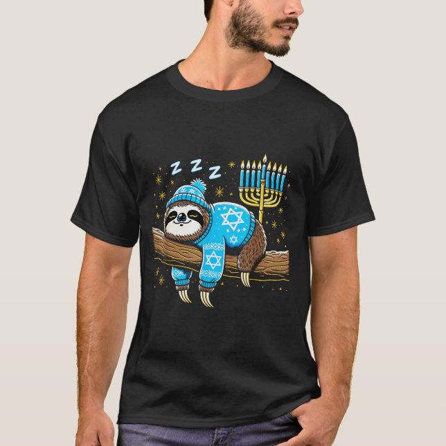 Camiseta Funny Hanukkah Sloth Jewish Chanukah Sleeng Hanukk (Frente)