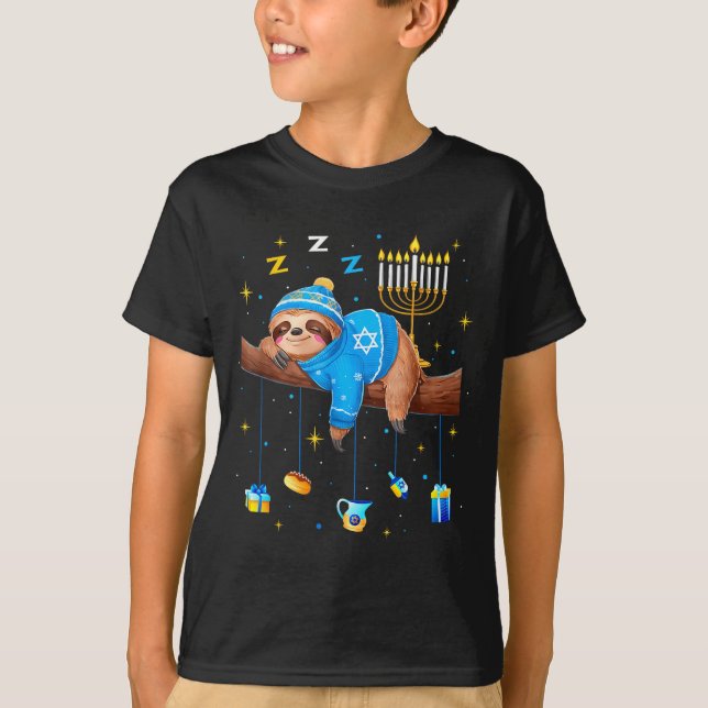 Camiseta Funny Hanukkah Sloth Jewish Chanukah Sleeng Hanukk (Frente)