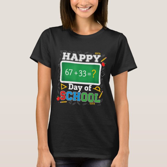 Camiseta Funny Happy 100 Days Of School Math Teacher Six Se (Frente)