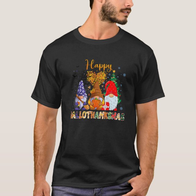 Camiseta Funny Happy HalloThanksMas Gnome Lover Men Women K (Frente)