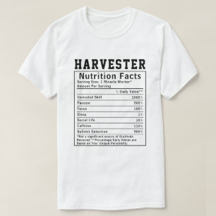 Camiseta Funny Harvester Nutrition Facts Funcionarios do Fu