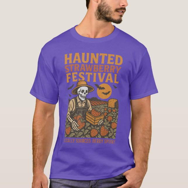 Camiseta Funny Haunted Strawberry Festival Summerween Skele (Frente)