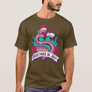 Camiseta Funny Hawaiian Santa Hat Flamingo Merry Christmas 