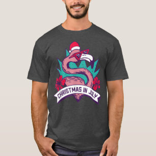 Camiseta Funny Hawaiian Santa Hat Flamingo Merry Christmas 