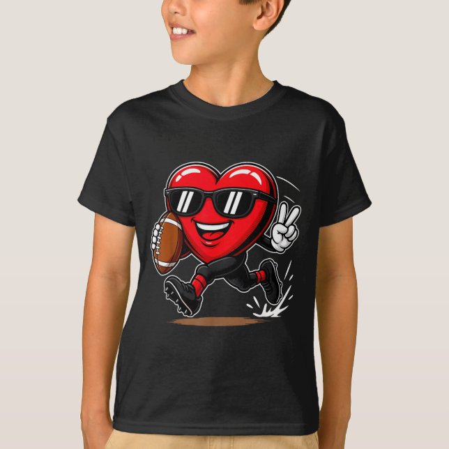 Camiseta Funny Heart Playing Football Srts Lover Valentine  (Frente)