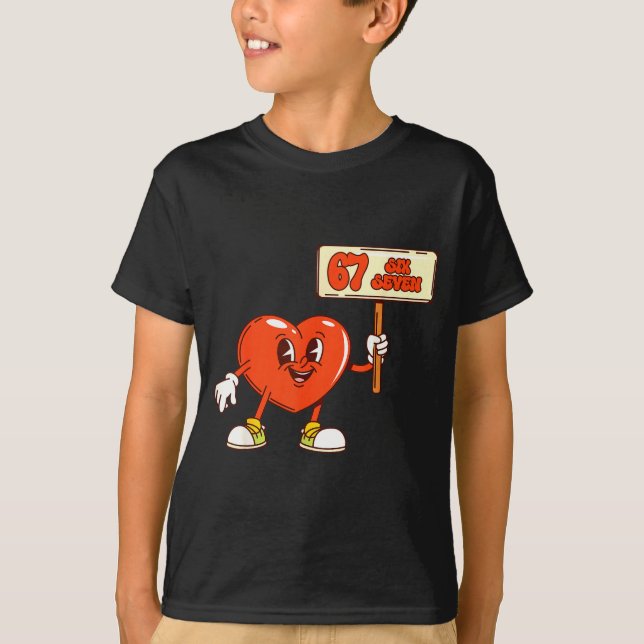 Camiseta Funny Hearts 67 Valentine Six Seven Meme Gen Alpha (Frente)