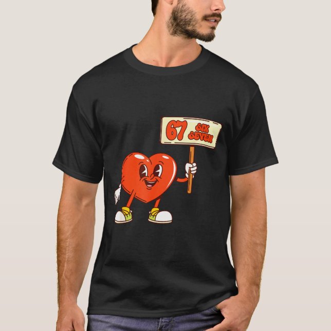Camiseta Funny Hearts 67 Valentine Six Seven Meme Gen Alpha (Frente)