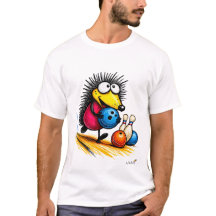 Funny Hedgehog Bowling Cartoon T-Shirt