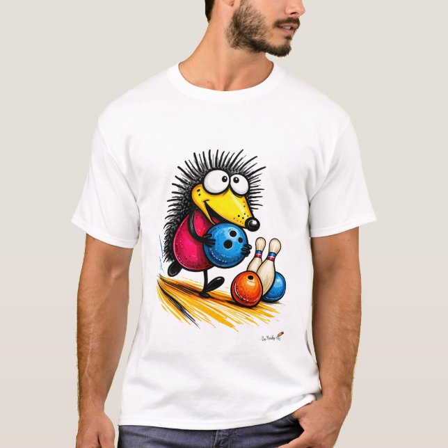 Camiseta Funny Hedgehog Bowling Cartoon T-Shirt (Frente)