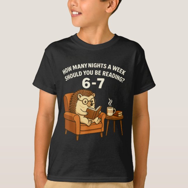 Camiseta Funny Hedgehog Reading Book 67 Six Seven Meme  (Frente)