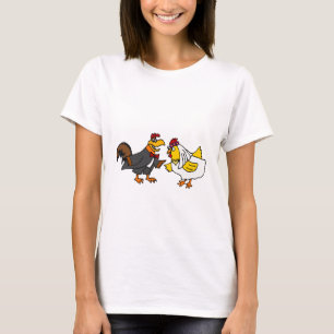 Camiseta Funny Hen Bride e Rooster Groom Weding
