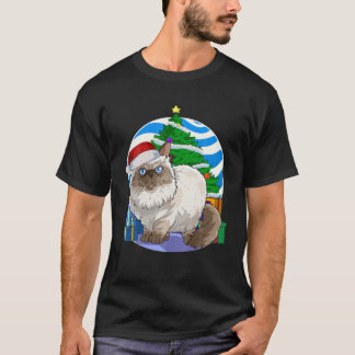 Camiseta Funny Himalayan Cat Santa Christmas Tree Decor