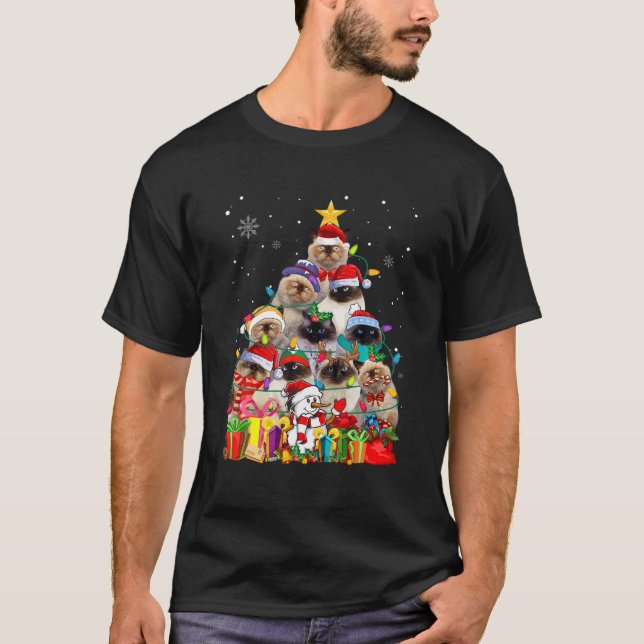 Camiseta Funny Himalayan Christmas Tree Cute Pet Cat Lover (Frente)
