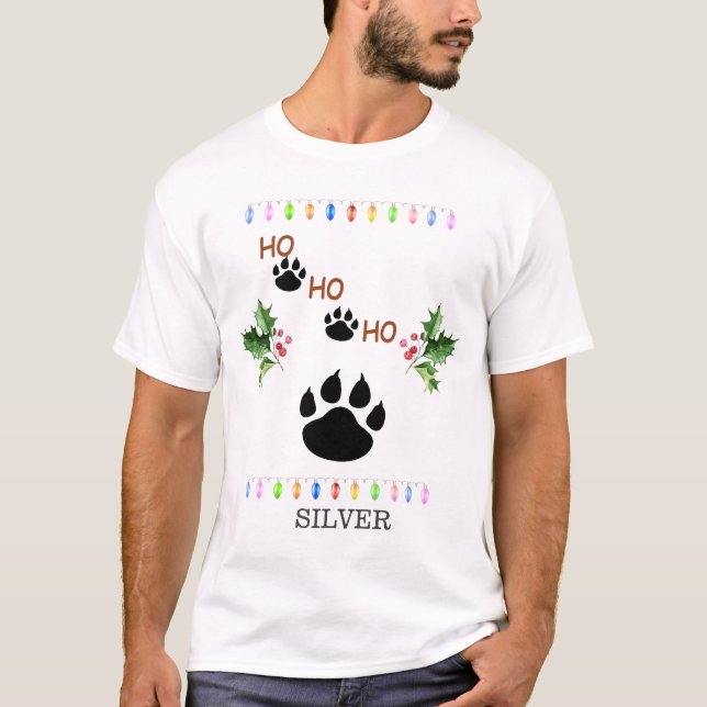 Camiseta Funny HO HO HO HO PAW Natal Family (Frente)