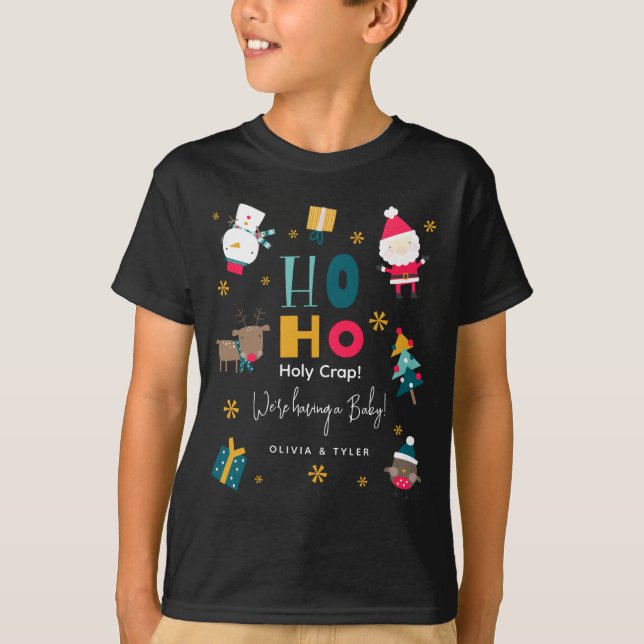 Camiseta Funny Ho Ho Holy Crap Were Having A Baby  (Frente)