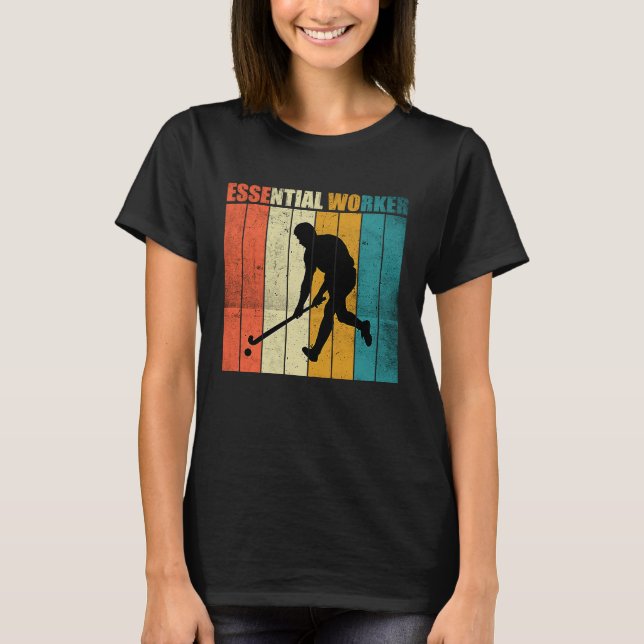 Camiseta Funny Hockey Frisbee Trabalhador Essencial Retro V (Frente)
