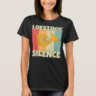 Camiseta Funny Horn Instrumento Destruo Silêncio em Francês