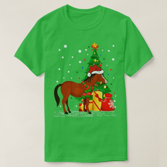 Camiseta Funny Horse Lover Gift Santa Hat Horse Christmas T (Frente do Design)