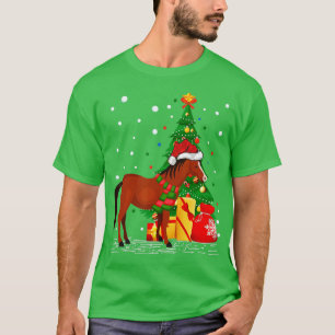 Camiseta Funny Horse Lover Gift Santa Hat Horse Christmas T