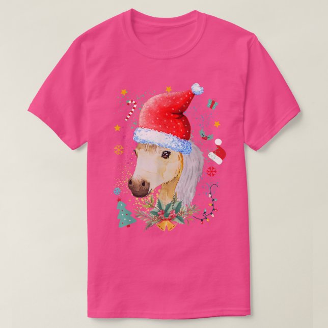 Camiseta Funny Horse Lover Santa Hat Baby cute Horse Christ (Frente do Design)