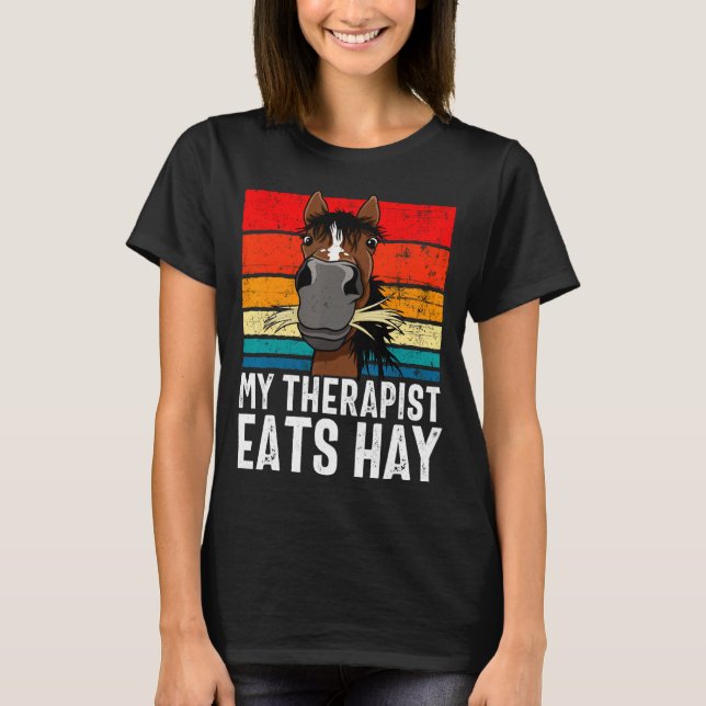 Camiseta Funny Horse My Therast Eats Hay Tee Hor  (Frente)