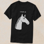 Camiseta Funny Horse Personalizado<br><div class="desc">Um design de desenho animado engraçado para aqueles que amam animais,  cavalos e equitação. Altere o nome para personalizar.</div>