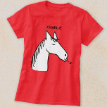 Camiseta Funny Horse Personalizado<br><div class="desc">Um design de desenho animado engraçado para aqueles que amam animais,  cavalos e equitação. Altere o nome para personalizar.</div>