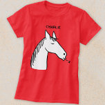 Camiseta Funny Horse Personalizado<br><div class="desc">Um design de desenho animado engraçado para aqueles que amam animais, cavalos e equitação. Altere o nome para personalizar.</div>