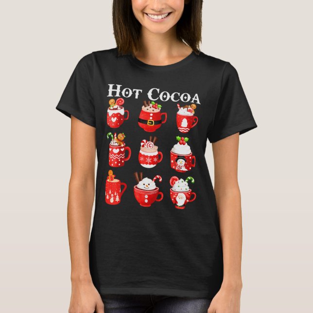 Camiseta Funny Hot Cocoa Santa Elf C Merry Christmas Pajama (Frente)
