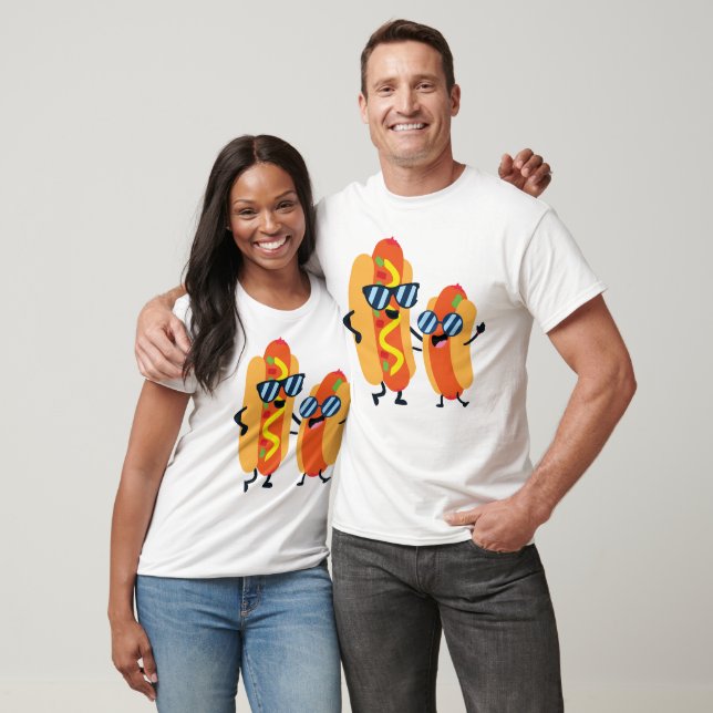 Camiseta Funny Hot Dog Characters American Food  (Unissex)