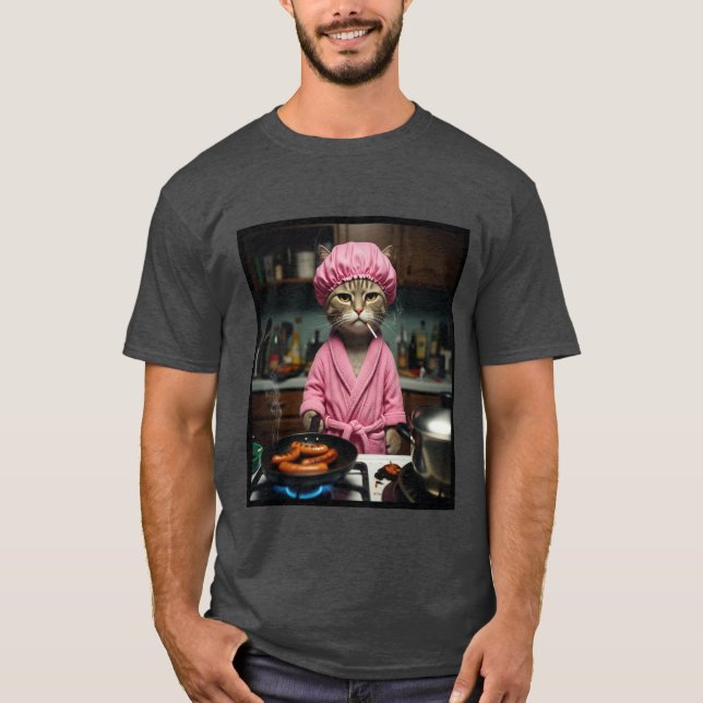 Camiseta Funny Housewife Cat Meme Gen Z Men's Basic T-Shirt (Frente)