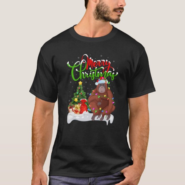 Camiseta Funny Howler Amante de os animais Xmas Lighting Ho (Frente)